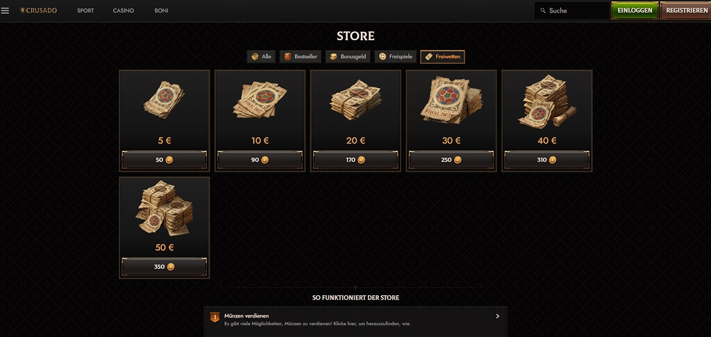 Crusado Casino Bonus-Kaufen