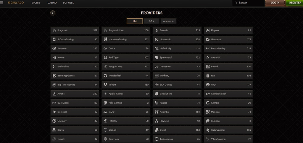 Crusado Casino Game Providers