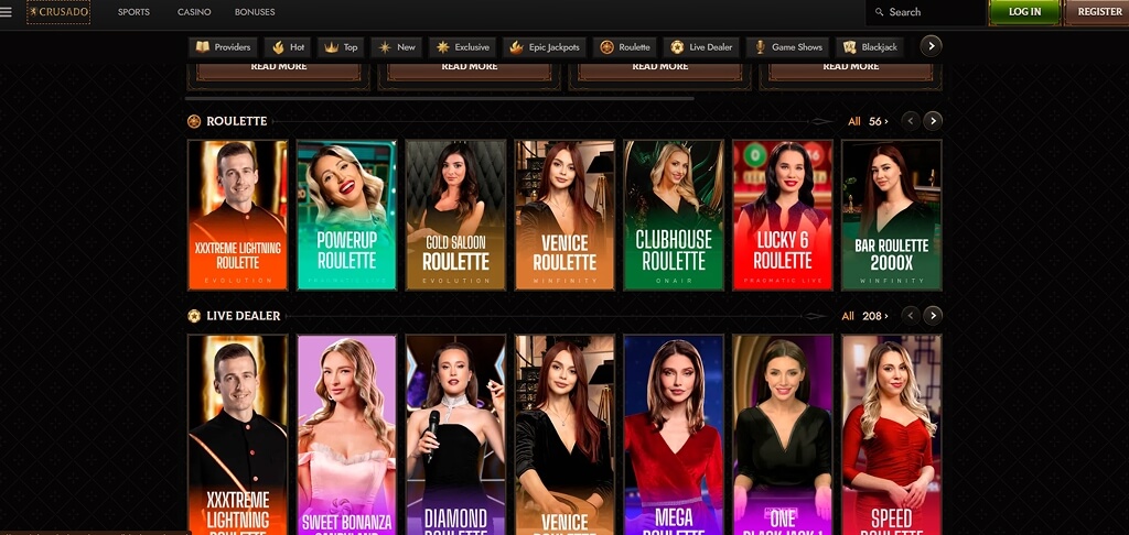 Crusado Casino Interface