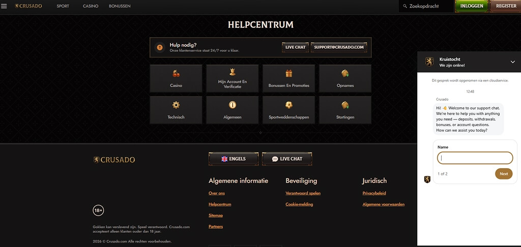 Crusado Casino Neem contact met ons op