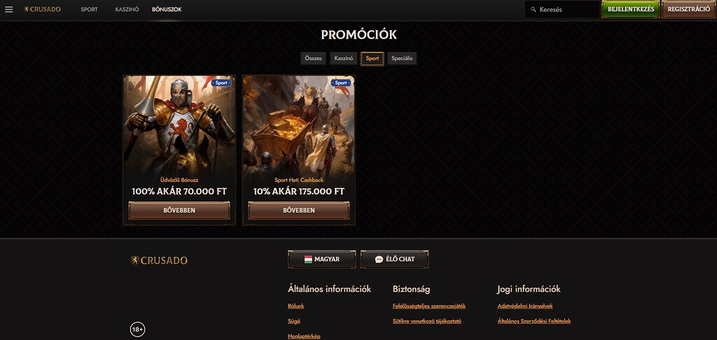 Crusado Kaszinó promóciói