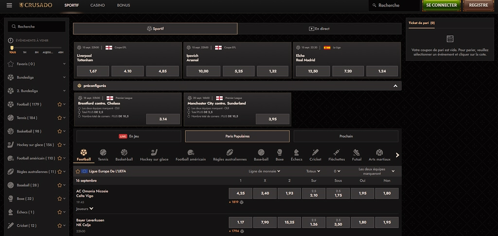 Paris sportifs Crusado Casino